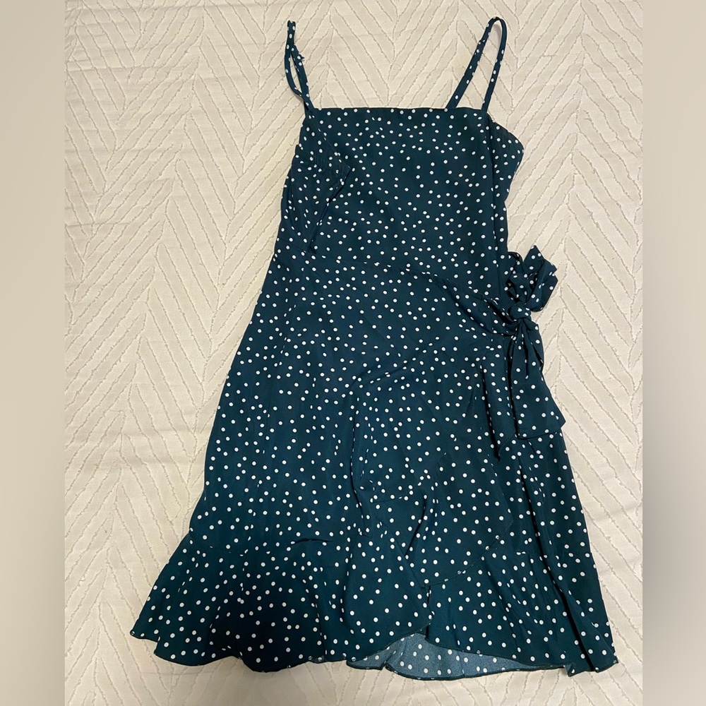Green polkadot princess Polly mini rap dress